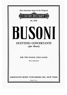 Duettino concertante nach dem Finale der Klavierkonzert Nr.19 von Mozart, BV B 88: Partitur by Ferruccio Busoni