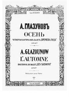 Die Jahreszeiten, Op.67: Autumn, for piano by Alexander Glazunov