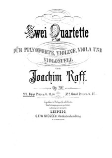 Zwei Klavierquartette, Op.202: Quartett Nr.1 in G-Dur by Joachim Raff