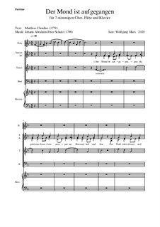 Der Mond ist aufgegangen: For flute, choir and piano by Johann Abraham Schulz