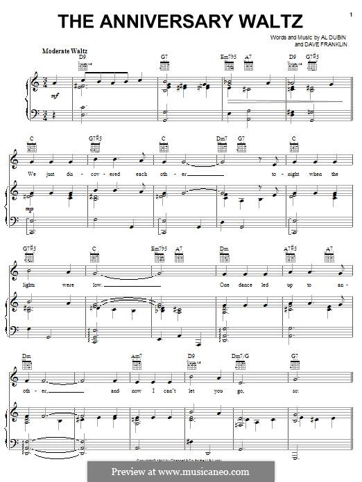 The Anniversary Waltz (Bing Crosby): Für Stimme und Klavier (oder Gitarre) by Dave Franklin