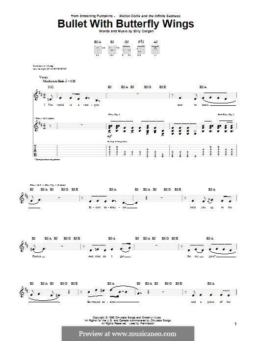 Bullet With Butterfly Wings (The Smashing Pumpkins): Für Gitarre mit Tabulatur by Billy Corgan