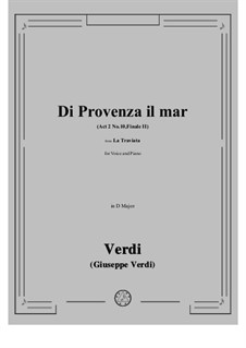 Di provenza il mar: D Major by Giuseppe Verdi