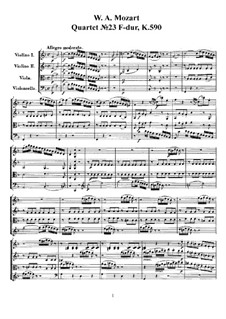 Streichquartett Nr.23 in F-Dur, K.590: Vollpartitur, Stimmen by Wolfgang Amadeus Mozart