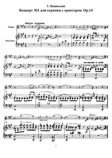 Konzert für Violine und Orchester Nr.1, Op.14: Version für Violine und Klavier by Henryk Wieniawski