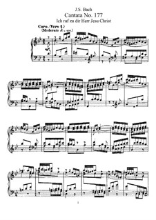 Ich ruf zu dir, Herr Jesu Christ, BWV 177: Piano-vocal score by Johann Sebastian Bach