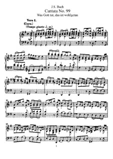 Was Gott tut, das ist wohlgetan, BWV 99: Piano-vocal score by Johann Sebastian Bach