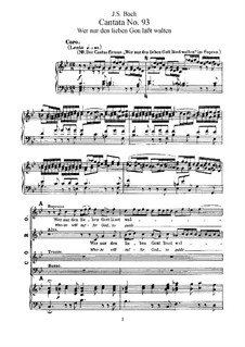 Wer nur den lieben Gott läßt walten, BWV 93: Piano-vocal score by Johann Sebastian Bach