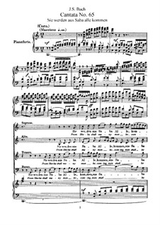 Sie werden aus Saba alle kommen, BWV 65: Piano-vocal score by Johann Sebastian Bach