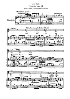 Nun komm, der Heiden Heiland, BWV 61: Piano-vocal score by Johann Sebastian Bach