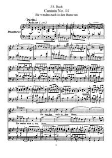 Sie werden euch in den Bann tun, BWV 44: Piano-vocal score by Johann Sebastian Bach