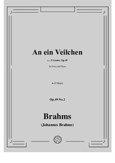 Nr.2 An ein Veilchen: Für Stimme und Klavier by Johannes Brahms