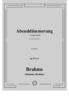 Nr.5 Abenddämmerung: Für Stimme und Klavier by Johannes Brahms