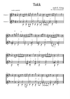 Lyrische Stücke, Op.62: Nr.2 Tak (Gratitude), für Zwei Gitarren by Edvard Grieg
