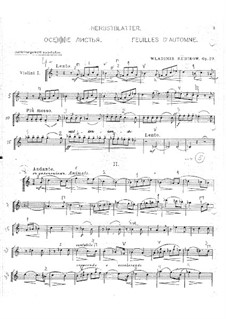 Herbstblätter: Partitur für Streichorchester – Violinstimme I by Wladimir Rebikow