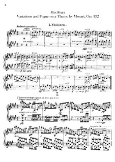 Variationen und Fuge über Thema von Mozart für Orchester, Op.132: Violinstimme I by Max Reger