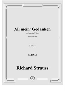 No.1 All mein' Gedanken: Für Stimme und Klavier by Richard Strauss