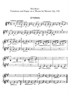 Variationen und Fuge über Thema von Mozart für Orchester, Op.132: Violinstimme II by Max Reger