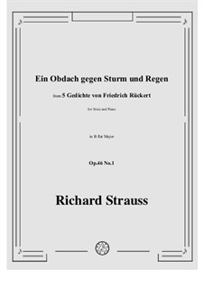 No.1 Ein Obdach gegen Sturm und Regen: Für Stimme und Klavier by Richard Strauss