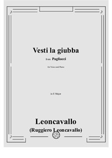 Pagliacci (Der Bajazzo): Vesti la Giubba (E Major) by Ruggero Leoncavallo