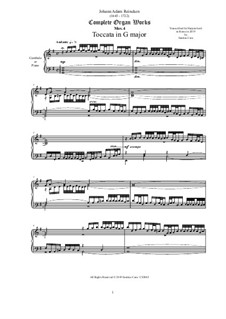 Toccata in G major - Harpsichord (or Piano): Toccata in G major - Harpsichord (or Piano) by Johann Adam Reincken