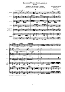 Concerto for Fagotto and Strings in A Minor, RV 500: Score and all parts by Antonio Vivaldi