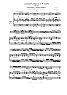 Concerto for Fagotto and Strings in A Minor, RV 500: Version for bassoon and cembalo (or piano) by Antonio Vivaldi