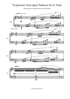 Va' Pensiero (Chorus of the Hebrew Slaves): Advanced piano arrangement by Giuseppe Verdi