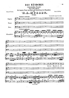 Liebes Mandel, wo ist's Bandel, K.441: Für Stimmen und Klavier by Wolfgang Amadeus Mozart