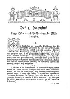 Versuch einer Anweisung die Flöte Traversiere: Kapitel I-III by Johann Joachim Quantz