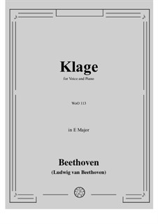 Klage, WoO 113: Piano score with vocal part by Ludwig van Beethoven