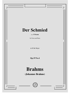 Fünf Gedichte, Op.19: No.4 Der Schmied (The Blacksmith) by Johannes Brahms