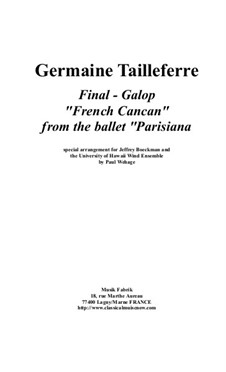 French Cancan from Parisiana for wind ensemble: Vollpartitur by Germaine Tailleferre