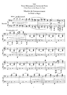 Three Pieces in the Shape of a Pear: Für Klavier, vierhändig by Erik Satie