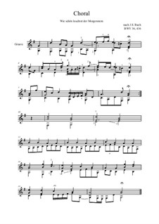 Wie schön leuchtet der Morgenstern, BWV 1: Nr.1 Choral: Wie schön leuchtet der Morgenstern, für Gitarre by Johann Sebastian Bach