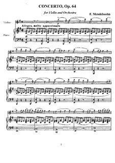 Konzert für Violine und Orchester in e-Moll, Op.64: Version für Violine und Klavier by Felix Mendelssohn-Bartholdy
