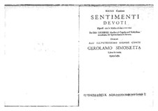 Sentimenti devoti espressi con la musica di due, e tre voci, Op.6: Complete set. Basso continuo by Giovanni Legrenzi