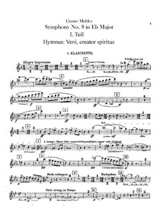 Sinfonie Nr.8 in Es-Dur: Klarinettenstimmen by Gustav Mahler