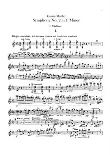 Sinfonie Nr.2 in c-Moll 'Resurrection': Violinstimmen I by Gustav Mahler