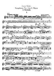 Sinfonie Nr.4 in G-Dur: Klarinettenstimmen by Gustav Mahler