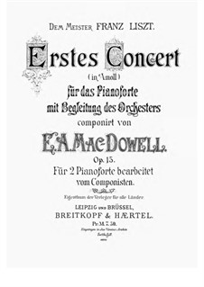 Klavierkonzert Nr.1, Op.15: Version für zwei Klaviere, vierhändig by Edward MacDowell