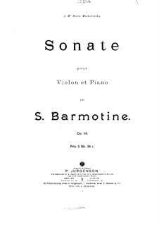 Violin Sonata, Op.14: Partitur by Semjon Barmotin