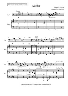 Adelita: Für Cello und Klavier by Francisco Tárrega