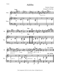Adelita: Für Oboe und Klavier by Francisco Tárrega