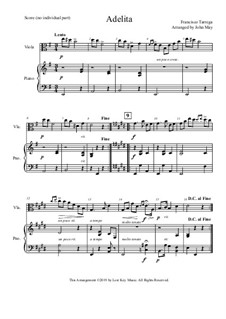 Adelita: Für Viola und Klavier by Francisco Tárrega