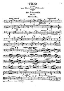 Klaviertrio Nr.5 in c-Moll, Op.108: Cellostimme by Anton Rubinstein