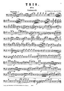 Klaviertrio Nr.2 in g-Moll, Op.15: Cellostimme by Anton Rubinstein