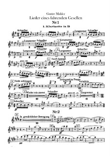 Lieder eines fahrenden Gesellen: Für Stimme und Orchester – Klarinettenstimmen by Gustav Mahler
