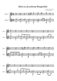 Brich an, du schönes Morgenlicht: For treble clef instrument and guitar by Johann Schop