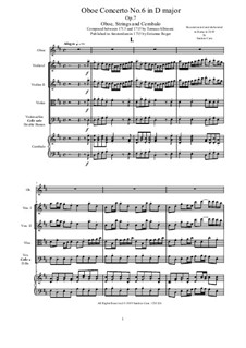 Concerto No.6 in D Major: For oboe, strings and cembalo by Tomaso Albinoni
